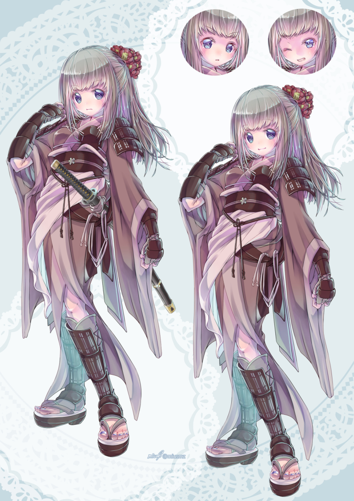 2022.1.23|Skeb|デジタル<br>TRPG和装の女の子キャラデザ&設定図 清水実羽によるSkebで描かせて頂いたイラストです。