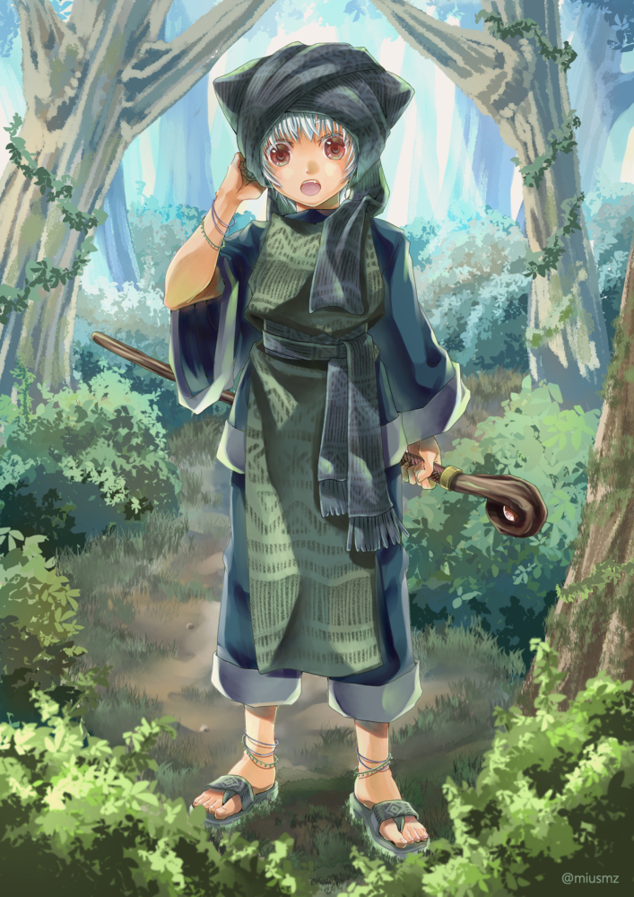 2019.9.26│オリジナル│デジタル<br>迷子の見習い魔道士くんで立ち絵と背景の習作 清水実羽による魔法使いの男の子を描いたオリジナルイラスト