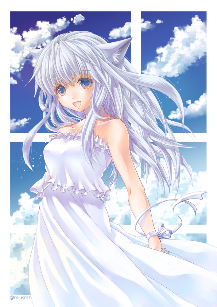 2019.9.6|オリジナル|デジタル習作<br>女の子の習作で晩夏のイラスト 清水実羽によるオリジナルイラストの猫耳女の子。