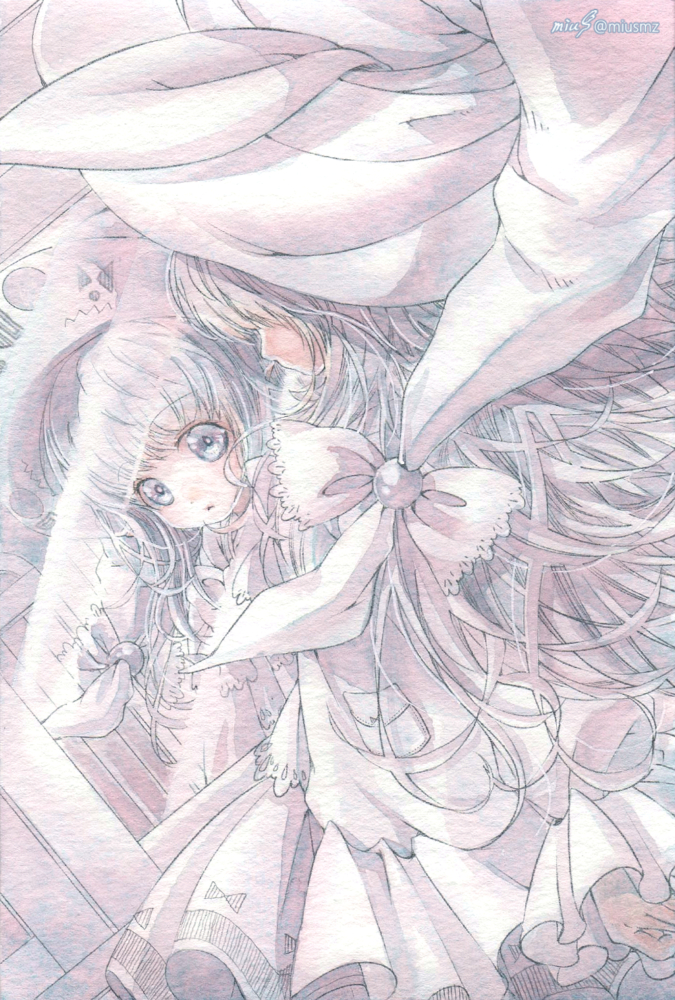 旅立ちの日の顔ばせ。<br><br>2021.7.1|オリジナル|アナログドローイング<br>(スーパービジョン如梦令/アクリルデネブ細目/ポストカードサイズ) 清水実羽による透明水彩ドローイングで魔女さんのオリジナルイラスト。