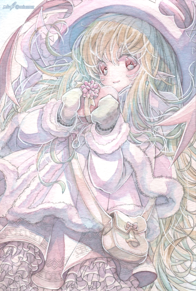 ホントの甘いキモチ。<br><br>2022.2.14|オリジナル|アナログ(顔彩/アクリルデネブ)<br>バレンタインイラスト。 清水実羽による透明水彩を用いた魔女さんのバレンタインオリジナルイラスト。