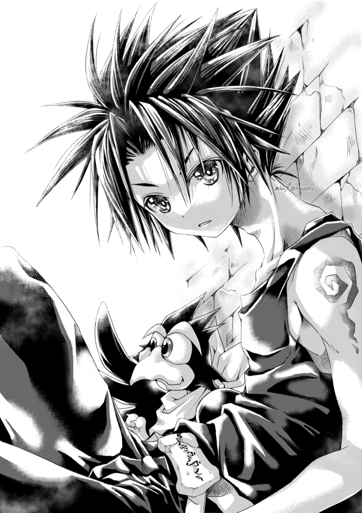 2020.3.15|王ドロボウJING二次創作|デジタル<br>デジタルモノクロ習作 清水実羽による王ドロボウJINGの二次創作イラスト。