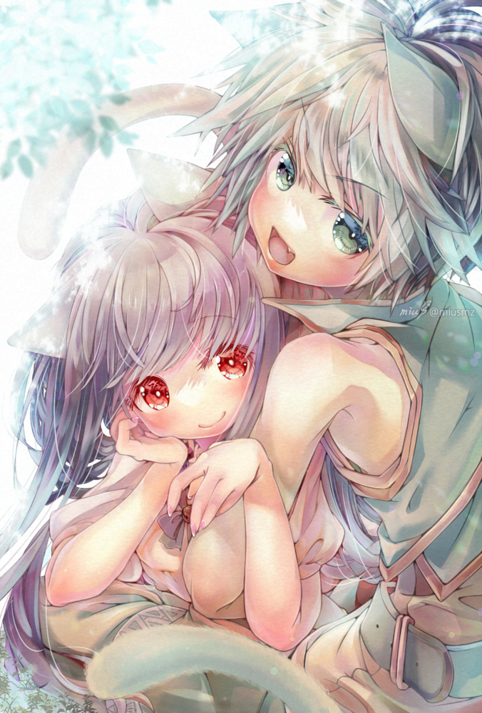 初出2022.2.22、リメイク2023.2.22|オリジナル|デジタル 清水実羽による猫耳の男の子と女の子を描いたオリジナルイラスト。