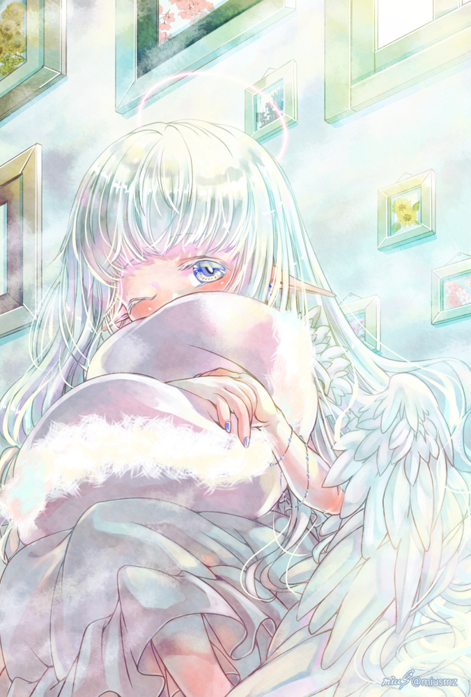 羽ばたける日々を待つ眠り。<br><br>2022.1.12|オリジナル|デジタルドローイング 清水実羽によるデジタルドローイングで天使の女の子の目覚めを描いたオリジナルイラスト。